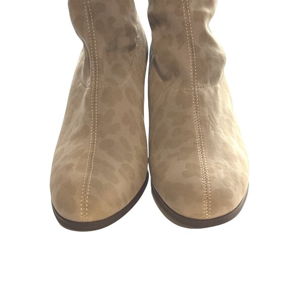 AJ Valenci Boots Green Leopard Print Knee-High Soft Stretchy 3” Heel Size 8 - Picture 6 of 8